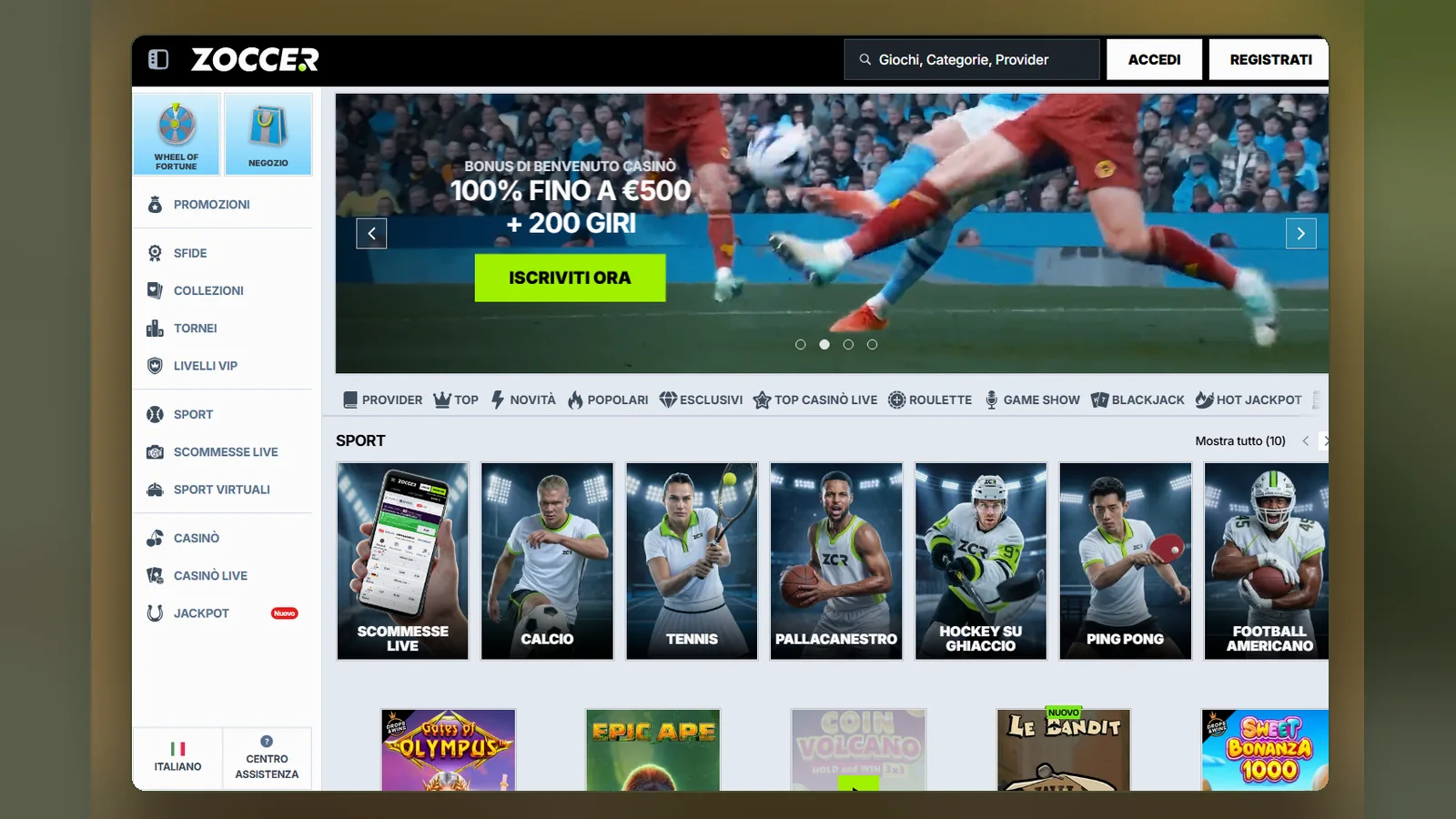 Zoccer login